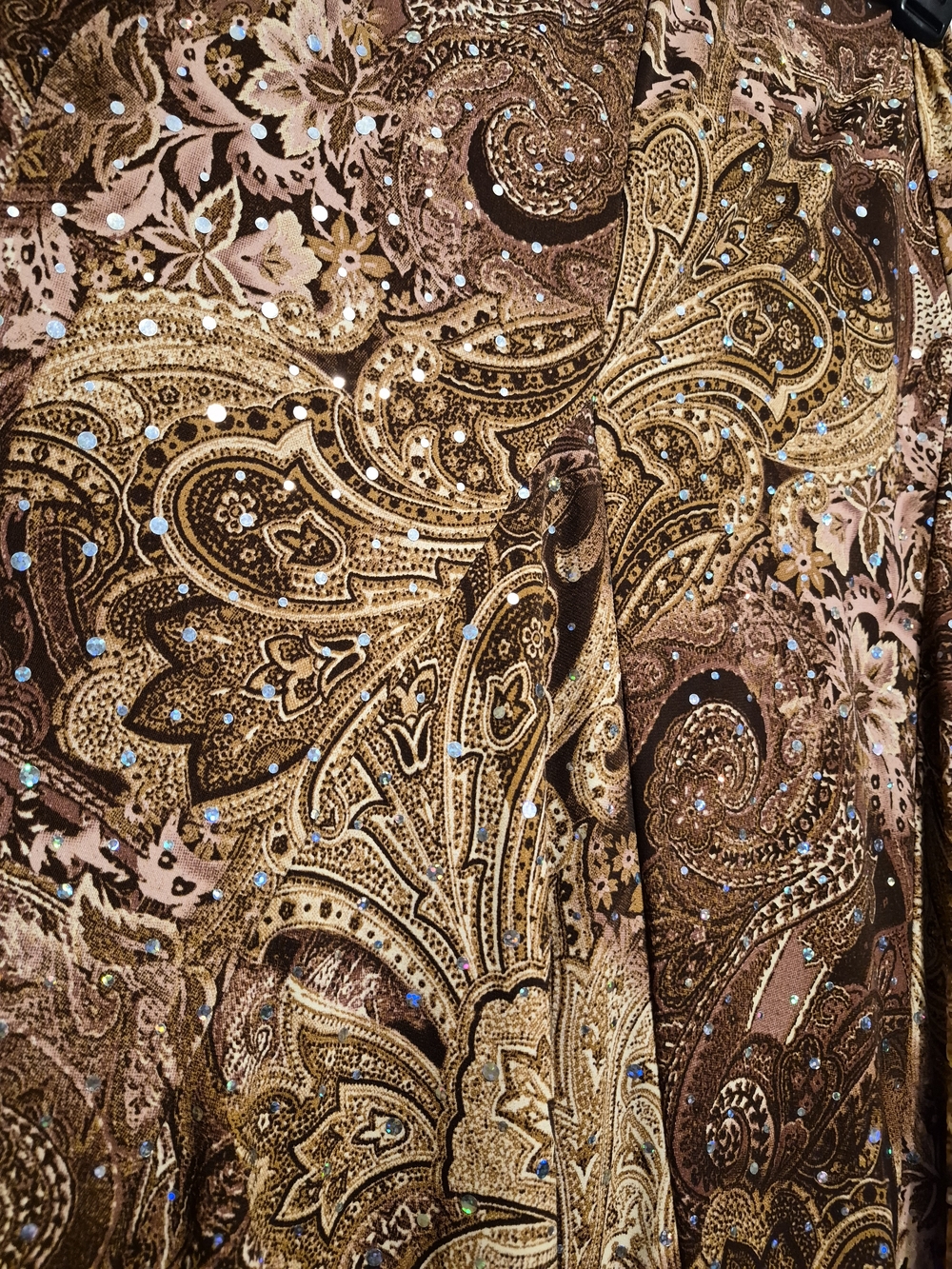 OBJLX Women's Brown Floral With Sequin Decor Skirt Size Small - Picture 5 of 12